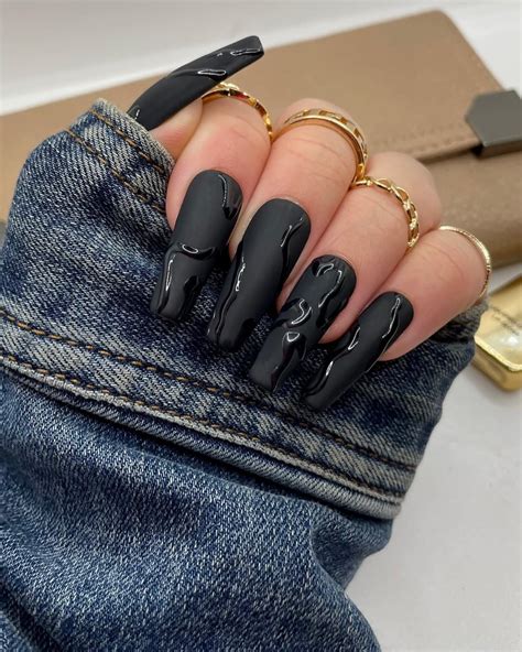 matte black nails stiletto|matte black nails with design.